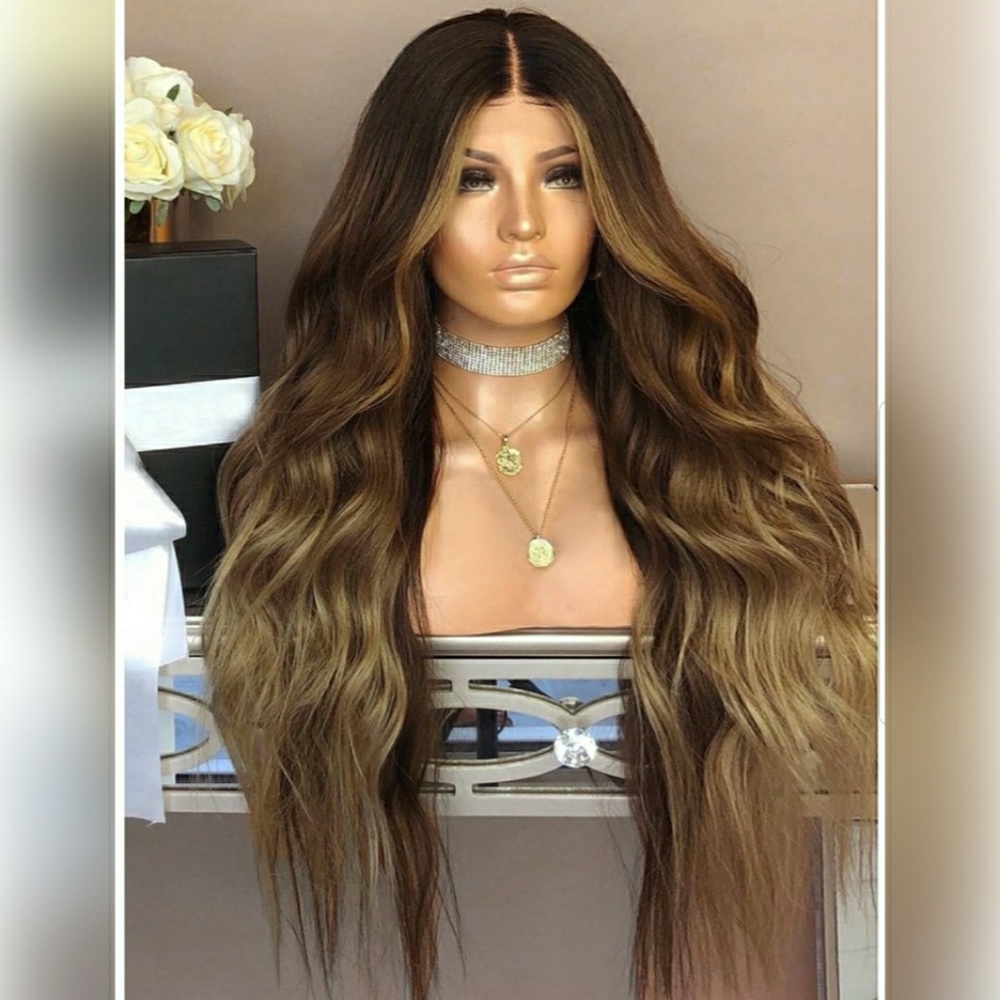 Ombre Bayalage Lace Wig Middle Part Blonde / Brown